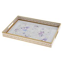 Plastový podnos s kvetinovým vzorom, 40x30 cm.