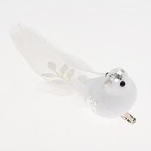 VTÁČIK BIELY NA ŠTIPCI 19*5,5*7CM - Klipy a kolíčky | FLORASYSTEM