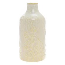 VÁZA ÚZKA KRÉMOVÁ, VZOR TRÁVY KERAMIKA 15,5*15,5*33,5CM - FLORASYSTEM