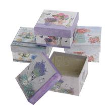DARČEKOVÁ KRABIČKA ŠTVOREC KVETY 9,5x9,5x5,5CM MIX VZOROV - FLORASYSTEM