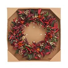 VENIEC SUŠENÝ BIELO/BORDOVO/ZELENÝ 46CM - Věnec vánoční  | FLORASYSTEM