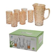 DŽBÁN+POHÁRE SKLO S/7 12x23CM/7x13,5CM ZLATÝ - FLORASYSTEM