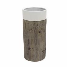 OBAL VÁZA VZOR DREVO KERAMIKA 14.5*14.5*31 HNEDOBIELY - Keramika jednobarevná interiérová | FLORASYSTEM