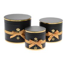 DARČEKOVÁ KRABIČKA MAŠĽA S/3 14x12,6-20x17,5CM ČIERNA - Valce | FLORASYSTEM