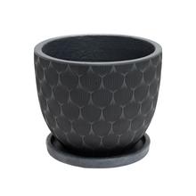 J116 KVETINÁČ + MISKA OKRÚHLY JILL ČIERNA 30H24,5CM M - Mrazuvzdorná | FLORASYSTEM