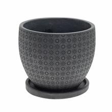 J135 KVETINÁČ + MISKA PAIGE ČIERNA 30x24,5CM S - FLORASYSTEM