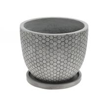 J106 KVETINÁČ+MISKA OKRÚHLY MILA ŠEDÁ 37x30,3CM L - Mrazuvzdorná | FLORASYSTEM