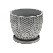 J106 KVETINÁČ+MISKA OKRÚHLY MILA ŠEDÁ 44x36CM XL - Mrazuvzdorná | FLORASYSTEM