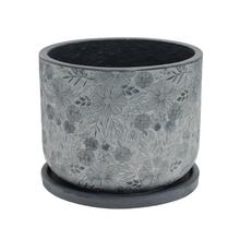 J112 KVETINÁČ + MISKA LIVA ČIERNA 44H36CM XL - Mrazuvzdorná | FLORASYSTEM