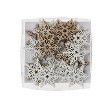 DREVENÉ OZDOBY VLOČKY NAT/BIE S/24 9*9*2CM - FLORASYSTEM