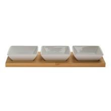 SADA servír. bambus podložka s 3ks miska porcel. 28x10x3CM *7231 - FLORASYSTEM