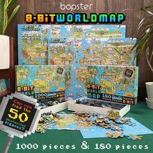 Puzzle 1000 dielov s mapou sveta v 8-bitovom štýle.