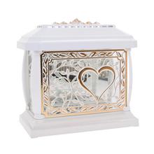 LAMPION PANTEON SRDCE RÁMIK LISTY BIELY - Hřbitovní svíčka bez náplně | FLORASYSTEM