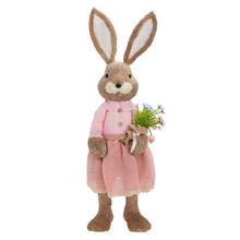 ZAJAČICA S KYTICOU HNE/RUŽ SLAMA 40*34*120CM - Slaměné dekorace | FLORASYSTEM