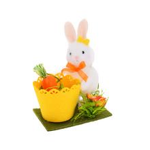 ZAJAČIK S KVETINÁČOM BIE/ŽLT/ZEL TEXTIL 9,5*5,5*12CM - Zajíčci | FLORASYSTEM