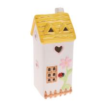 DOMČEK LED DOLOMIT 7,4x7,1x17,5CM ŽLTÝ - Keramika dekorační | FLORASYSTEM