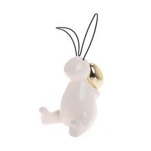 ZAJAC S VAJCOM PORCELÁN 9,5x9,4x17,2CM BIELOZLATÝ - Keramické | FLORASYSTEM