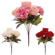 KYTICA RUŽA, PIVÓNIA x7 42CM MIX/3F - Růže kytice | FLORASYSTEM