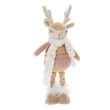 Ružový jeleň s hnedými teleskopickými nohami a bielym šálom.