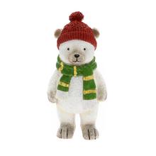 MEDVEĎ BIELY, ČIAPKA A ŠÁL POLY 8*7,5*17CM - Keramika 10- 25cm | FLORASYSTEM