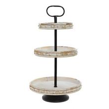 ETAŽÉR OKRÚHLY/3  BIELY DREVO/KOV  40,5*70,5CM - FLORASYSTEM