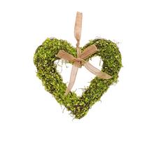 ZÁVES SRDCE ZEL-ŽLT RATAN 26*26*4,5CM - Šiškový,machový | FLORASYSTEM