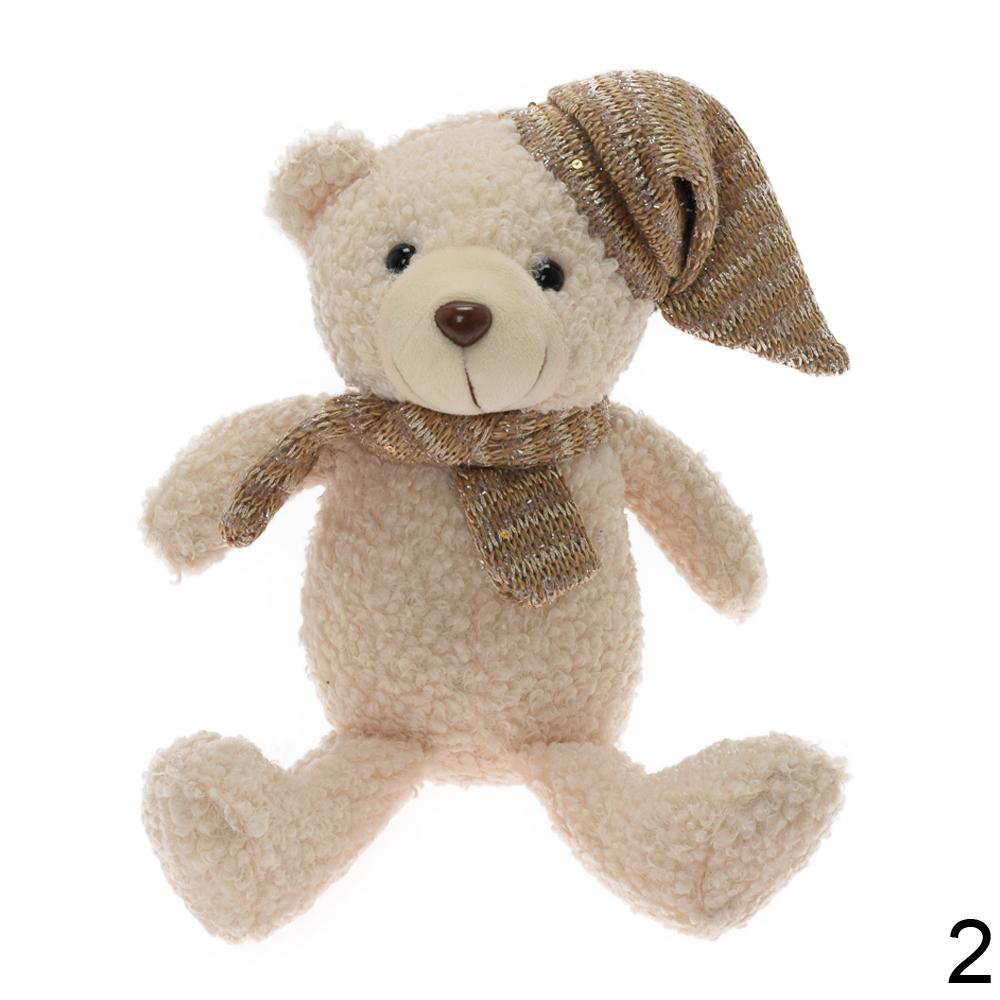 Medvěd s čepicí a šálou, textilní mix, 30 cm.
