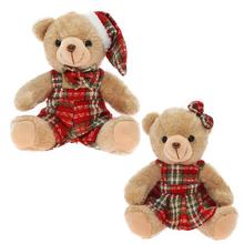 MEDVEDE SEDIACE, KARO OBLEČENIE MIX/F 20CM - Figurky textil | FLORASYSTEM