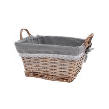 PRÚT. KOŠÍK OBDĹŽNIK ŠEDÁ S RÚČKOU ŠEDÁ LÁTKA 28x23x15CM - Koše, košíky s plátnem | FLORASYSTEM