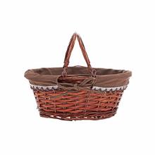 PRÚT. KOŠÍK OVÁL TM. HNEDÁ S RÚČKOU TM.HNEDÁ LÁTKA 35x27x15CM - FLORASYSTEM