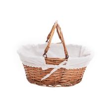 PRÚT. KOŠÍK OVÁL HNEDÁ BIELA LÁTKA 35x27x15CM - FLORASYSTEM