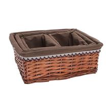 PRÚT. KOŠÍK S/3  OBDĹŽNIK TM.HNEDÝ  TM.HNEDÁ LÁTKA 40x30x16CM + 34x24x14CM + 18x14x12CM - Koše, košíky s plátnem | FLORASYSTEM