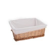 Sada štyroch obdĺžnikových košíkov s bielou látkou a svetlohnedým prútím.