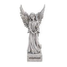 ANJEL S RUŽOU SIVÝ SPOMÍNAME 12,5*10*26,5CM - Šedé | FLORASYSTEM