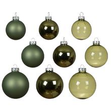 Sklenené vianočné guľe v zelenej farbe, lesklé a matné, balenie 21 kusov.