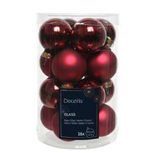 Sklenené vianočné guľe v bordó farbe, matný povrch.