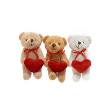 MEDVEDE SO SRDCOM MIX/F TEXTIL 10CM - Figurky textil | FLORASYSTEM