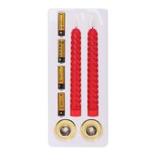 Sada LED sviečok červená 24 cm