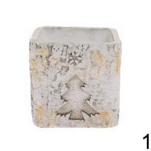 Cementový obal štvorcový s motívom stromčeka.