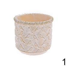 Obal cementový okrúhly s vtáčikmi, 11,5x11,5x10 cm