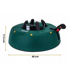 Stojan na živý stromček, zelený, s mechanizmom na upevnenie.