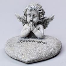 ANJEL MODLIACI NA SRDCI 10x9x8CM POLYRES=204067 - Šedé | FLORASYSTEM