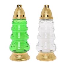 CH-454 KAH.SKLO STROM ZELENÝ,BIELY 120gr - Hřbitovní svíčka vánoční | FLORASYSTEM