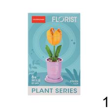 Stavebnica Kvet podla zverokruhu s kvetináčom a kvetmi.