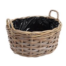 Kôš ratan ovál/ucho s fóliou 40x40x19/26cm SR-74-624/s - Proutené obaly | FLORASYSTEM