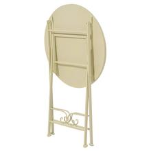 Stôl Coimbra z ocele, vonkajší s kvetinovým vzorom.