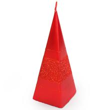 Vánoční svíčka ve tvaru pyramidy s glitrem, červená.