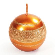 Vánoční svíčka koule s glitrem v měděné barvě.