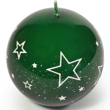 Zelená svíčka koule s bílými hvězdami