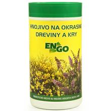 Hnojivo ENGO na okrasné dřeviny a keře v žlutém obalu.